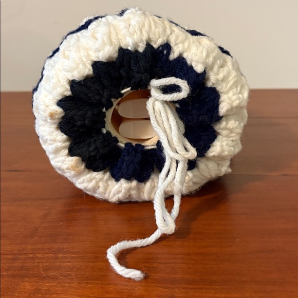 Hand Crafted blue & white striped Toilet Paper Cover Doll Retro Collectible Vtg - Picture 4 of 4